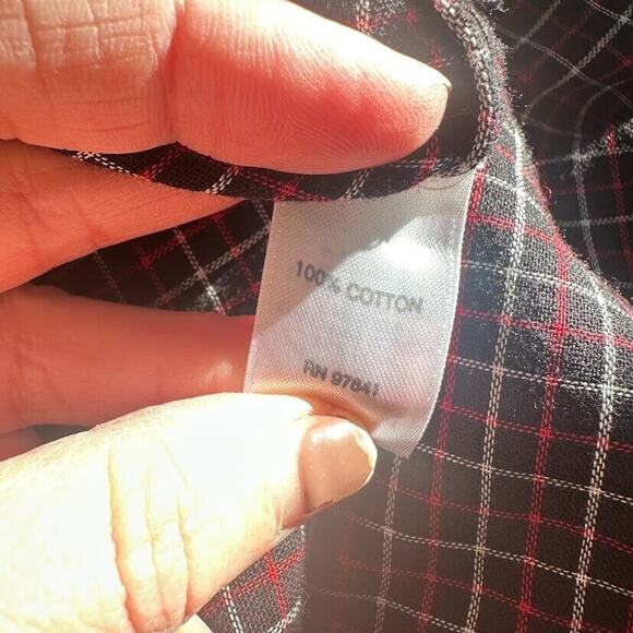 J. Jill Perfect Plaid Tunic Button Front Shirt Top Plus Size 2X Black Red Pocket - Picture 8 of 9